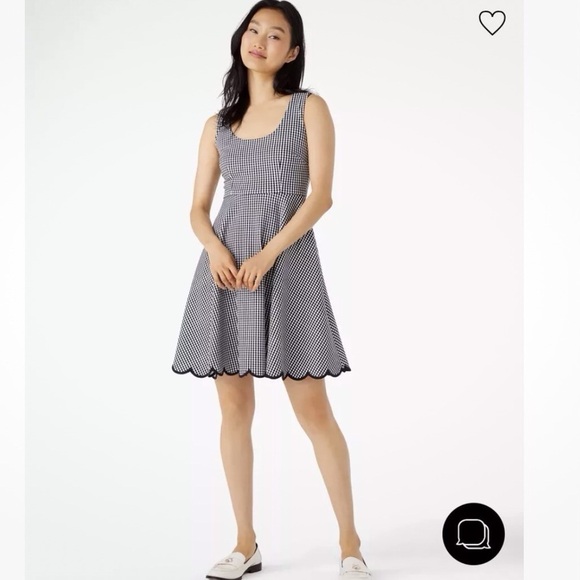 Kate Spade XS Jazzy Gingham Scalloped Ponte Dress Black White Fit & Flare - Picture 1 of 9